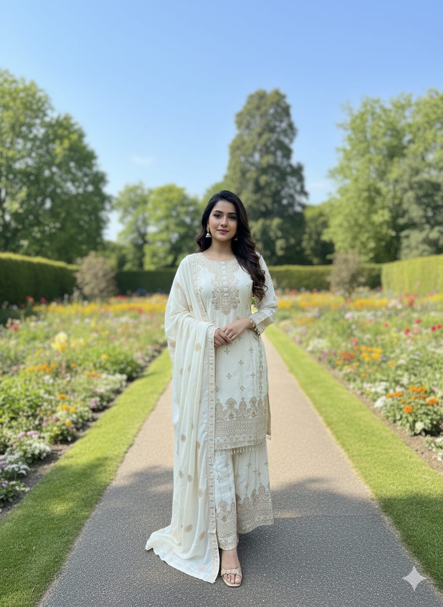 | P-33-4 | Luxury Embroidered Shirt with  Sharara ..